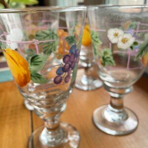 Four Vintage Goblets, Fruit Motif